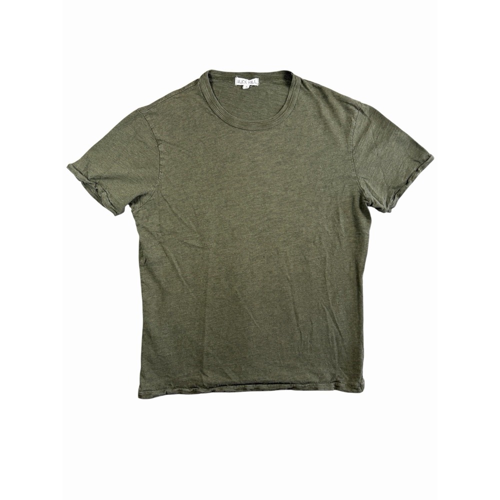 Alex Mill Mens M Olive Green Slub Cotton Crew Neck Short Sleeve T-Shirt Tee